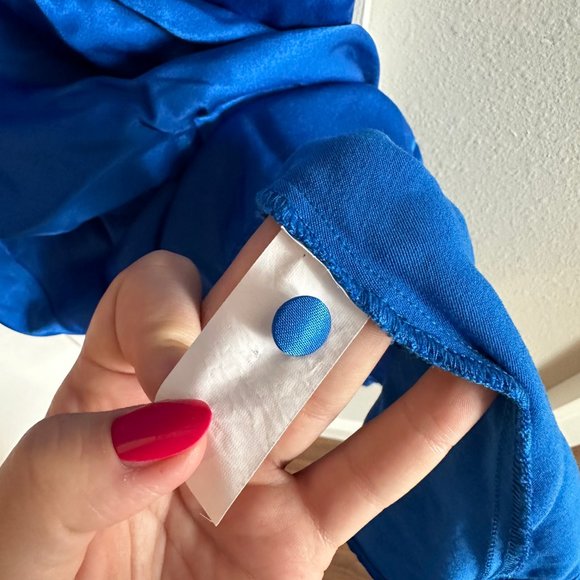 ZARA High Neck Open Back Satin Mini Halter Dress Royal Blue Size Small - Picture 12 of 12